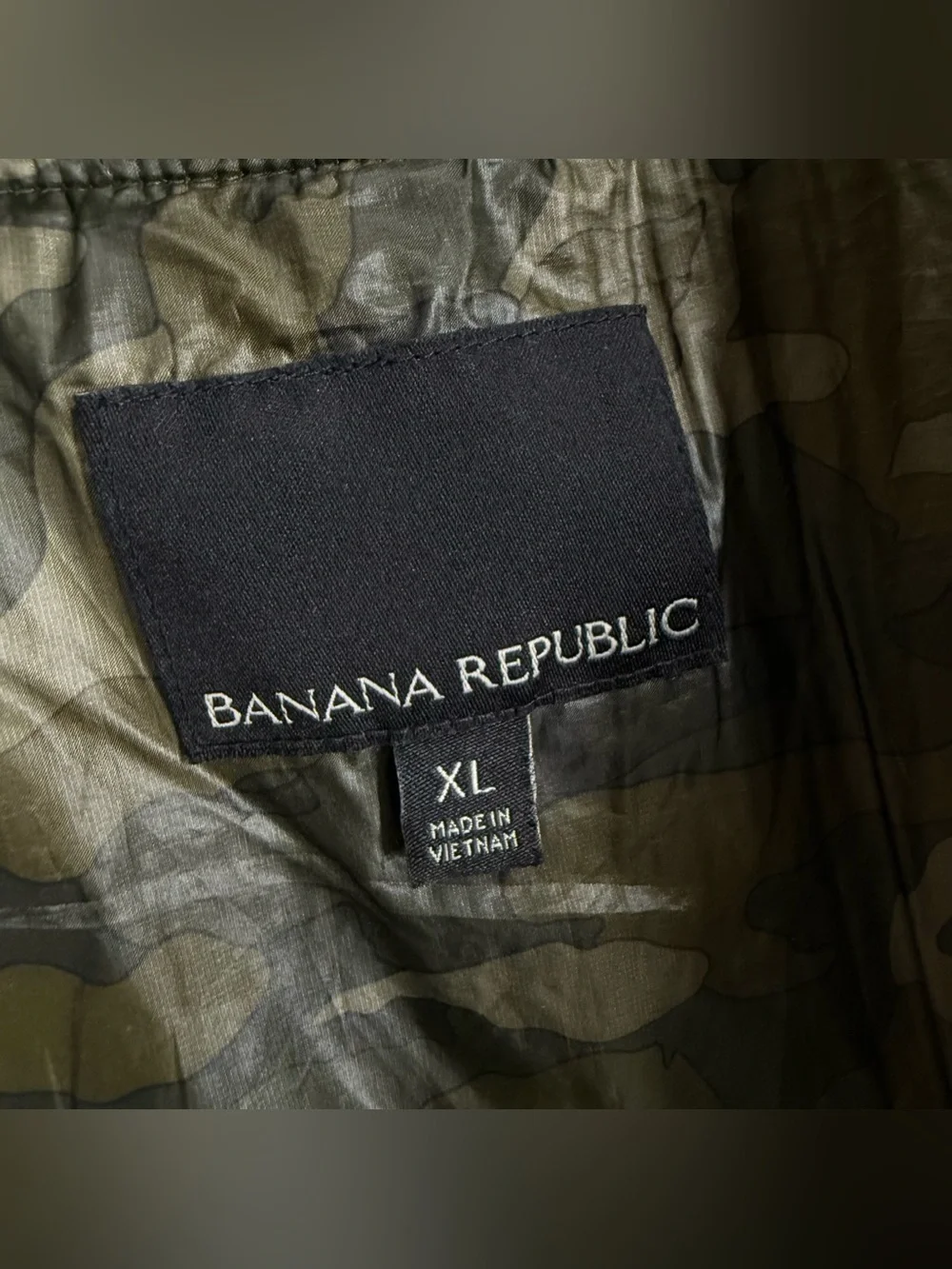Banana Republic Quilted Jacket Mens Size XL Olive Green Full Zip Coat